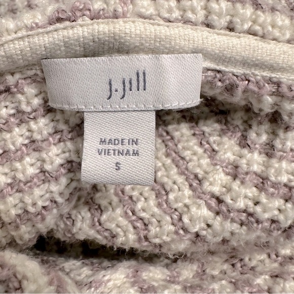 J. Jill beachy coastal lilac and cream knit hoodie sweater Small - Picture 11 of 13